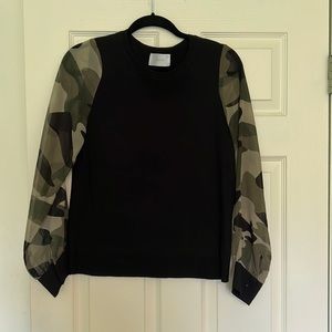 Six/Fifty black sweater with sheer button sleeves